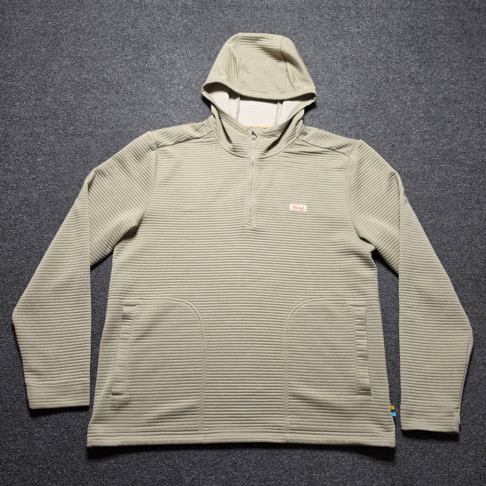 Marsh Wear Sullivan Tech Hoodie Tan Mens XL Ribbed 1/4 Zip Pullover Sweatshirt